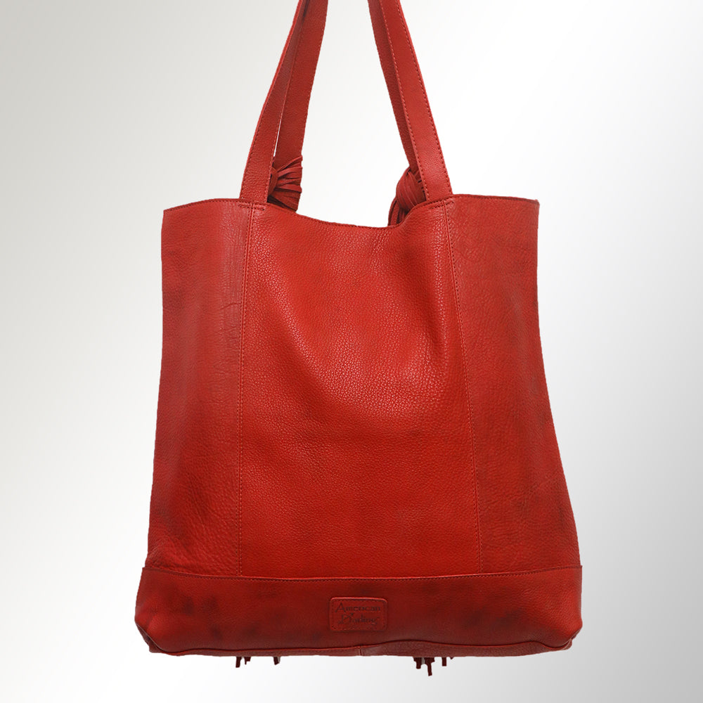 ADBGM119 Genuine Leather Fringe Tote - Western Knotted Strap Shoulder Bag
