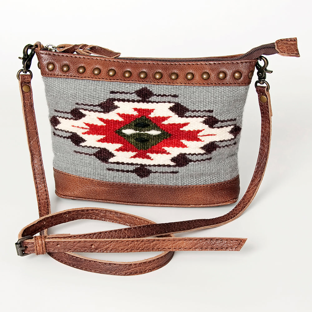 LC-ADBG783 Southwestern Crossbody Bag with Tooled Leather & Rivet Accents American Darling