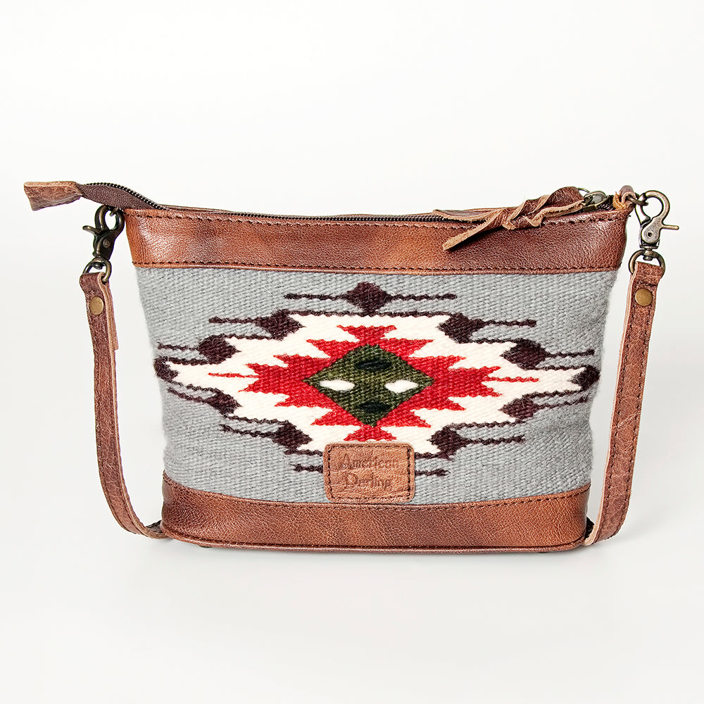 ADBG783 American Darling Western Leather Cross body Bag - Handcrafted Woven Saddle Blanket Purse