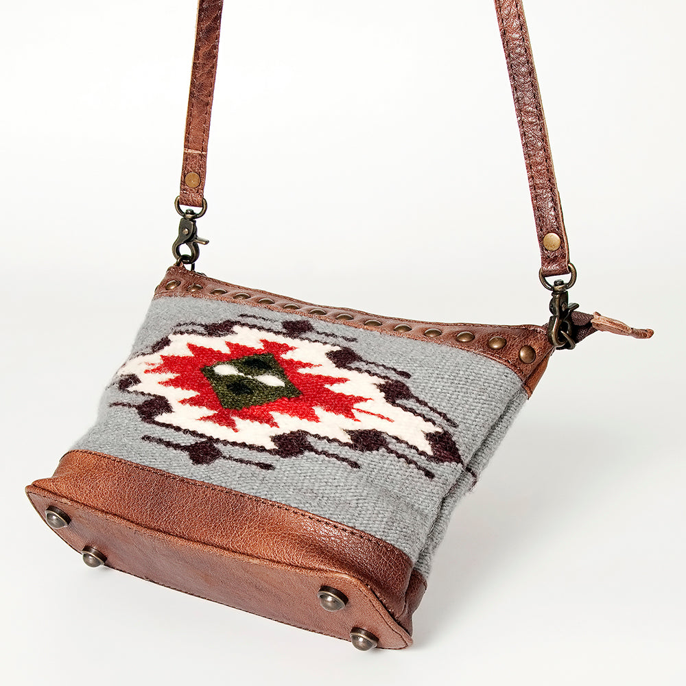 LC-ADBG783 Southwestern Crossbody Bag with Tooled Leather & Rivet Accents American Darling