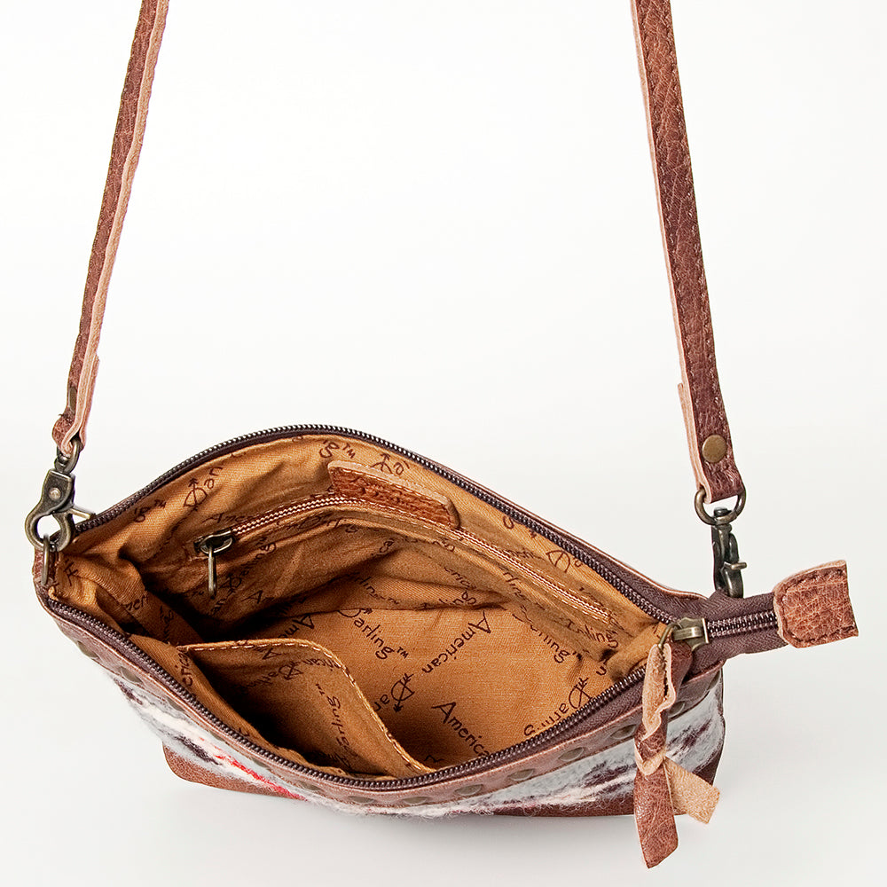 LC-ADBG783 Southwestern Crossbody Bag with Tooled Leather & Rivet Accents American Darling