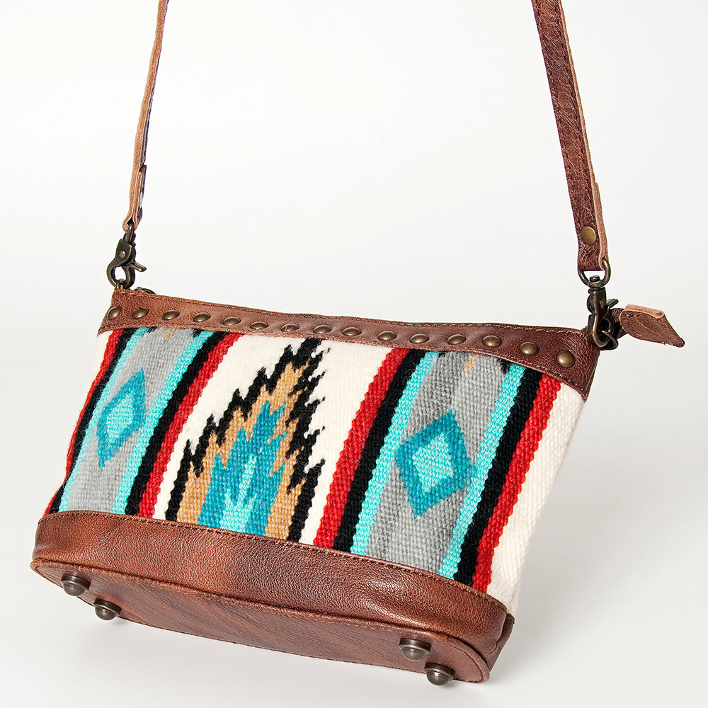 LC-ADBG783 Southwestern Crossbody Bag with Tooled Leather & Rivet Accents American Darling
