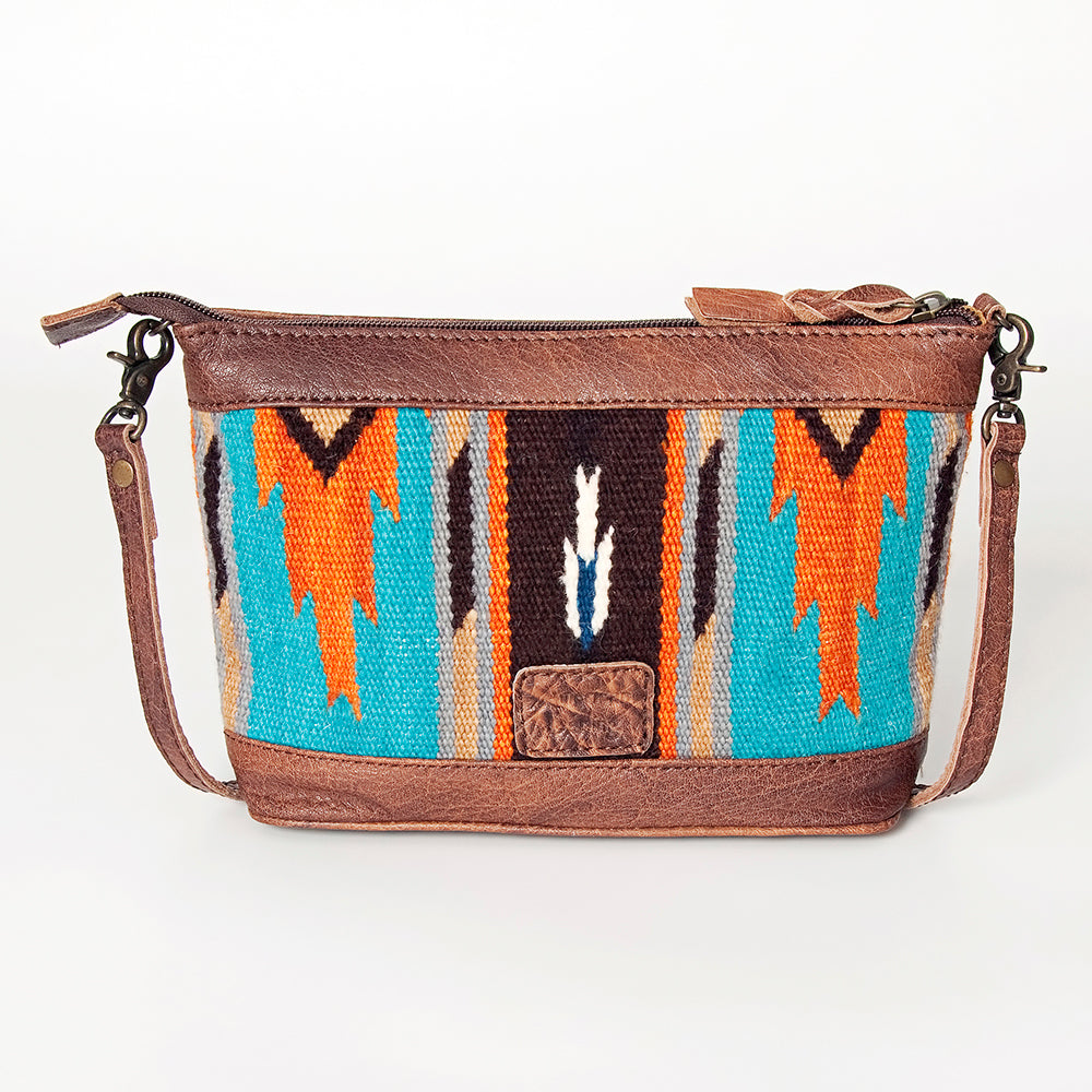 LC-ADBG783 Southwestern Crossbody Bag with Tooled Leather & Rivet Accents American Darling