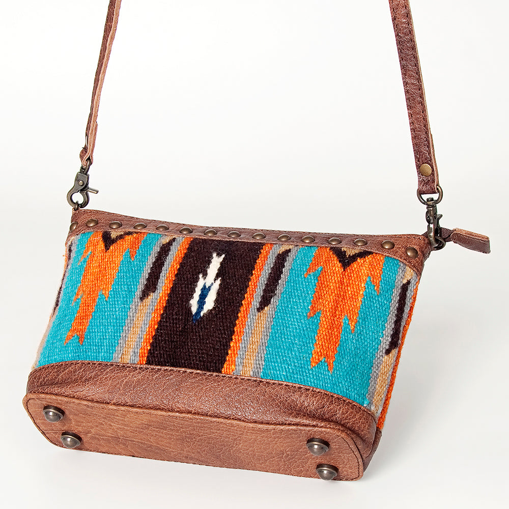 LC-ADBG783 Southwestern Crossbody Bag with Tooled Leather & Rivet Accents American Darling