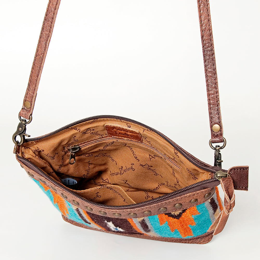 LC-ADBG783 Southwestern Crossbody Bag with Tooled Leather & Rivet Accents American Darling