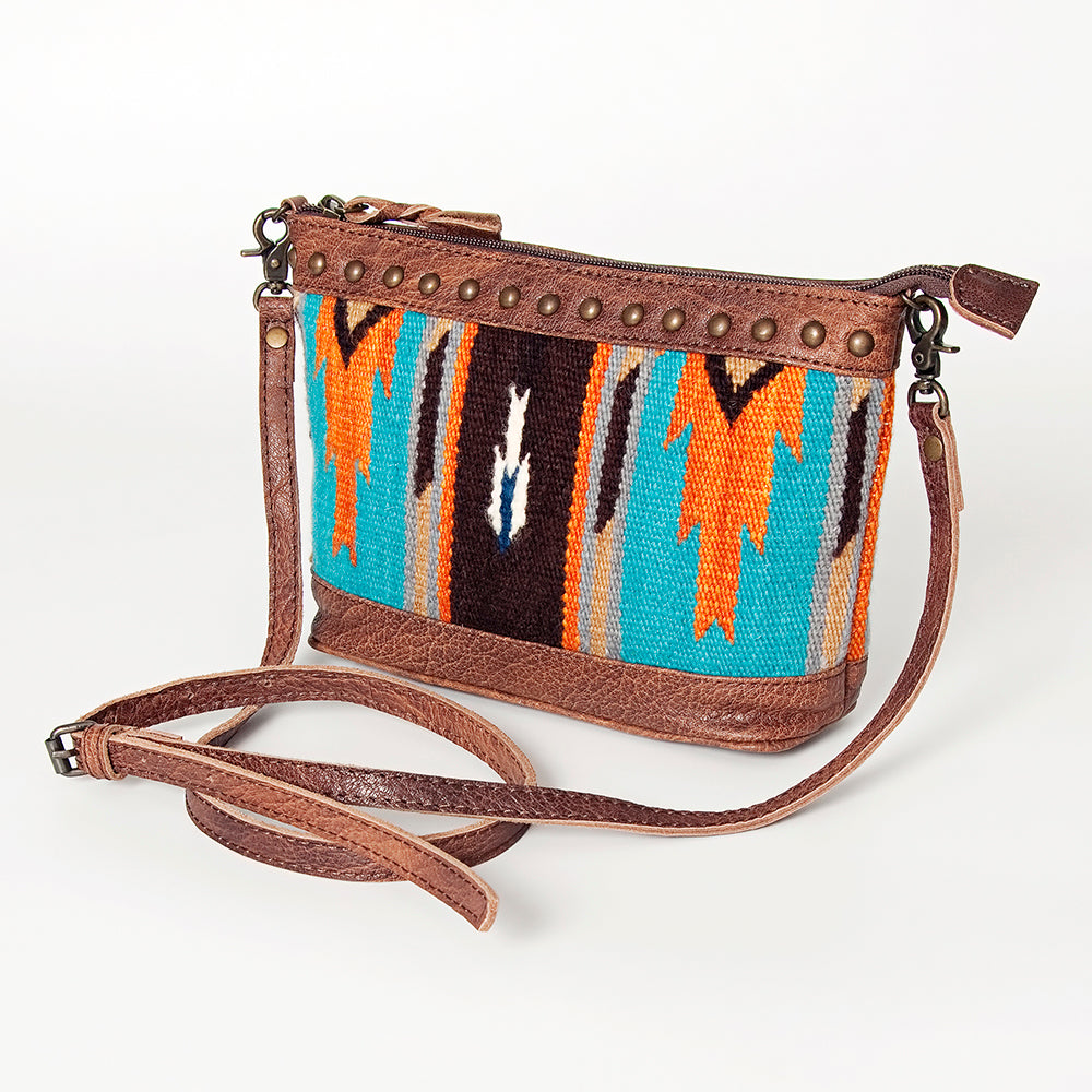LC-ADBG783 Southwestern Crossbody Bag with Tooled Leather & Rivet Accents American Darling