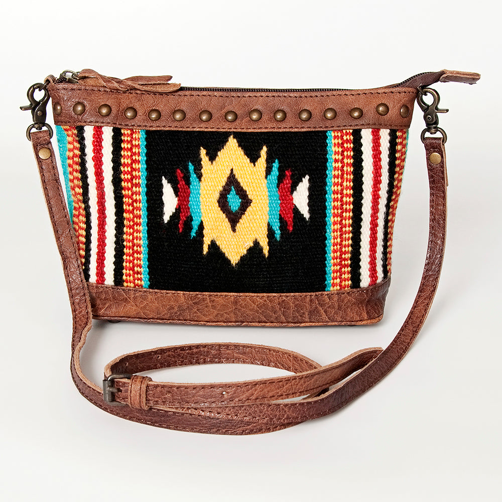 LC-ADBG783 Southwestern Crossbody Bag with Tooled Leather & Rivet Accents American Darling