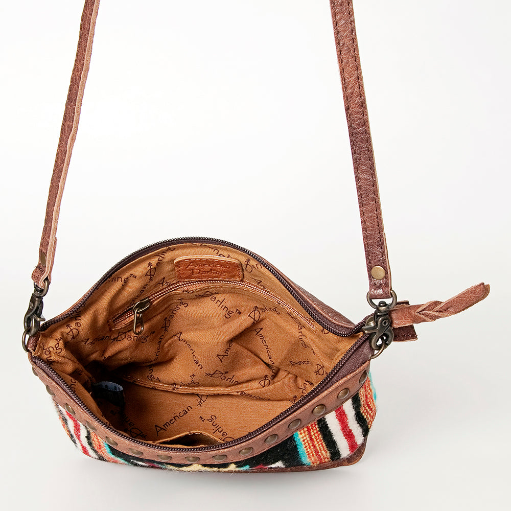 LC-ADBG783 Southwestern Crossbody Bag with Tooled Leather & Rivet Accents American Darling