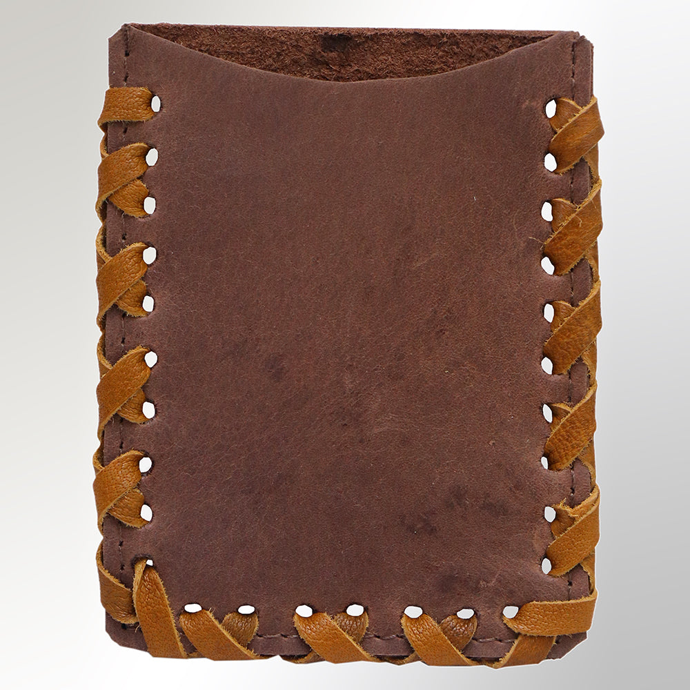 ADCCM103 Rustic Hand-Stitched Leather Card Holder - Western Minimalist Wallet