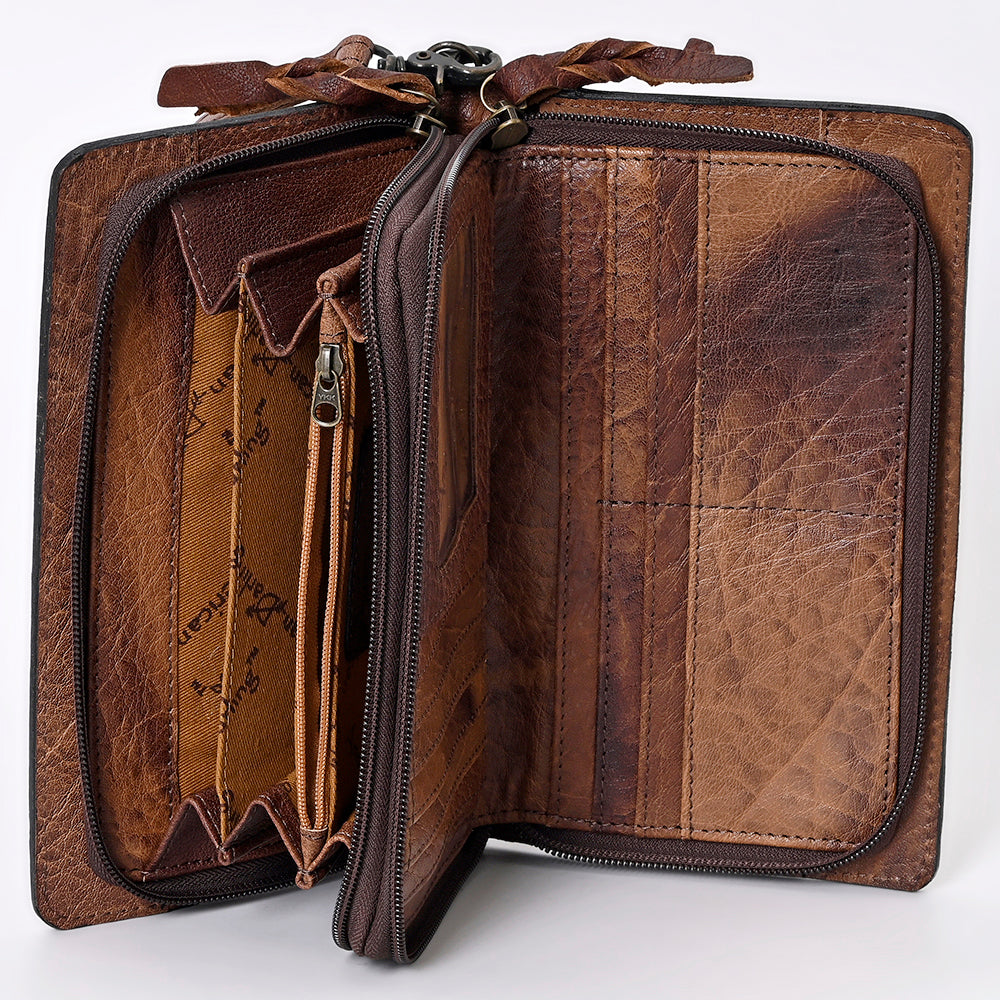 ADBG844 Tooled Leather & Wool Blanket Western Crossbody Bag American Darling