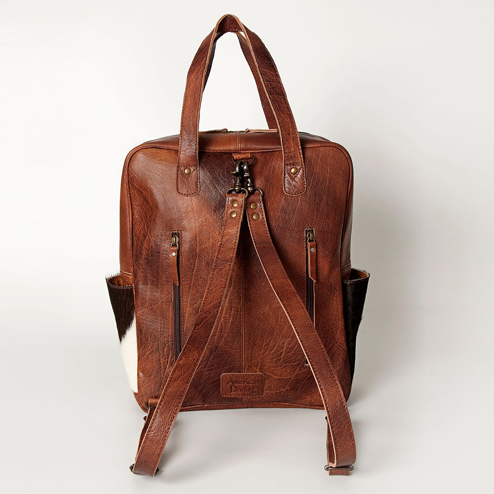 ADBG849 Handcrafted Hair-On Cowhide & Tooled Leather Western Backpack American Darling