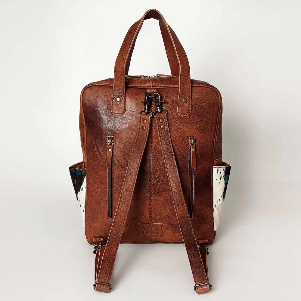 ADBG849 Handcrafted Hair-On Cowhide & Tooled Leather Western Backpack American Darling
