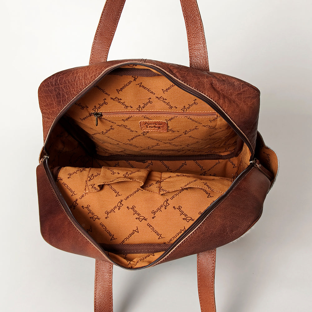 ADBG849 Handcrafted Hair-On Cowhide & Tooled Leather Western Backpack American Darling