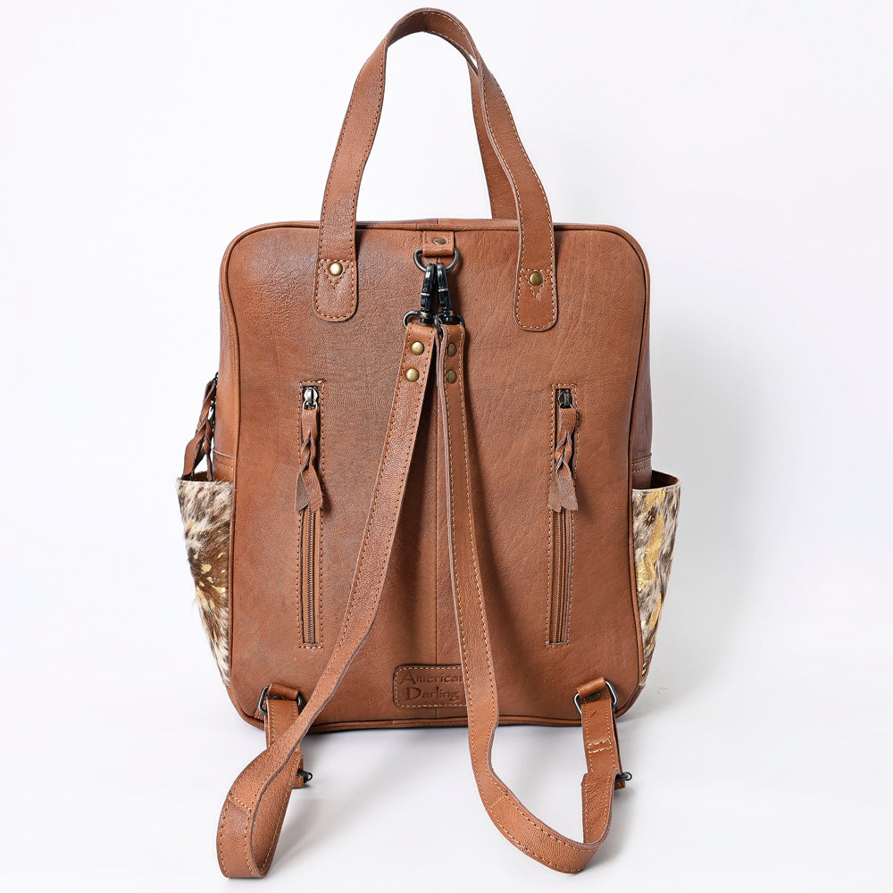 ADBG849 Handcrafted Hair-On Cowhide & Tooled Leather Western Backpack American Darling