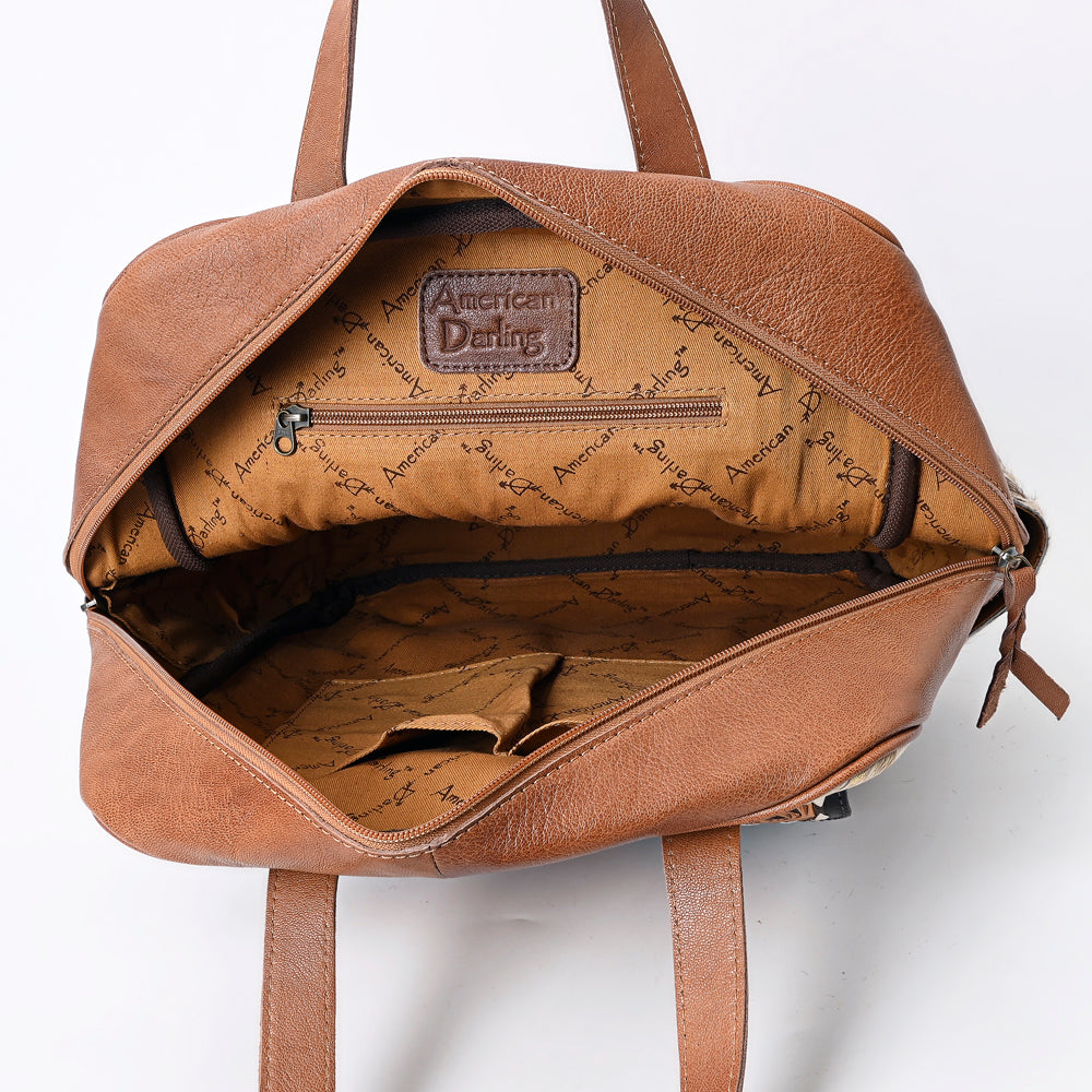 ADBG849 Handcrafted Hair-On Cowhide & Tooled Leather Western Backpack American Darling