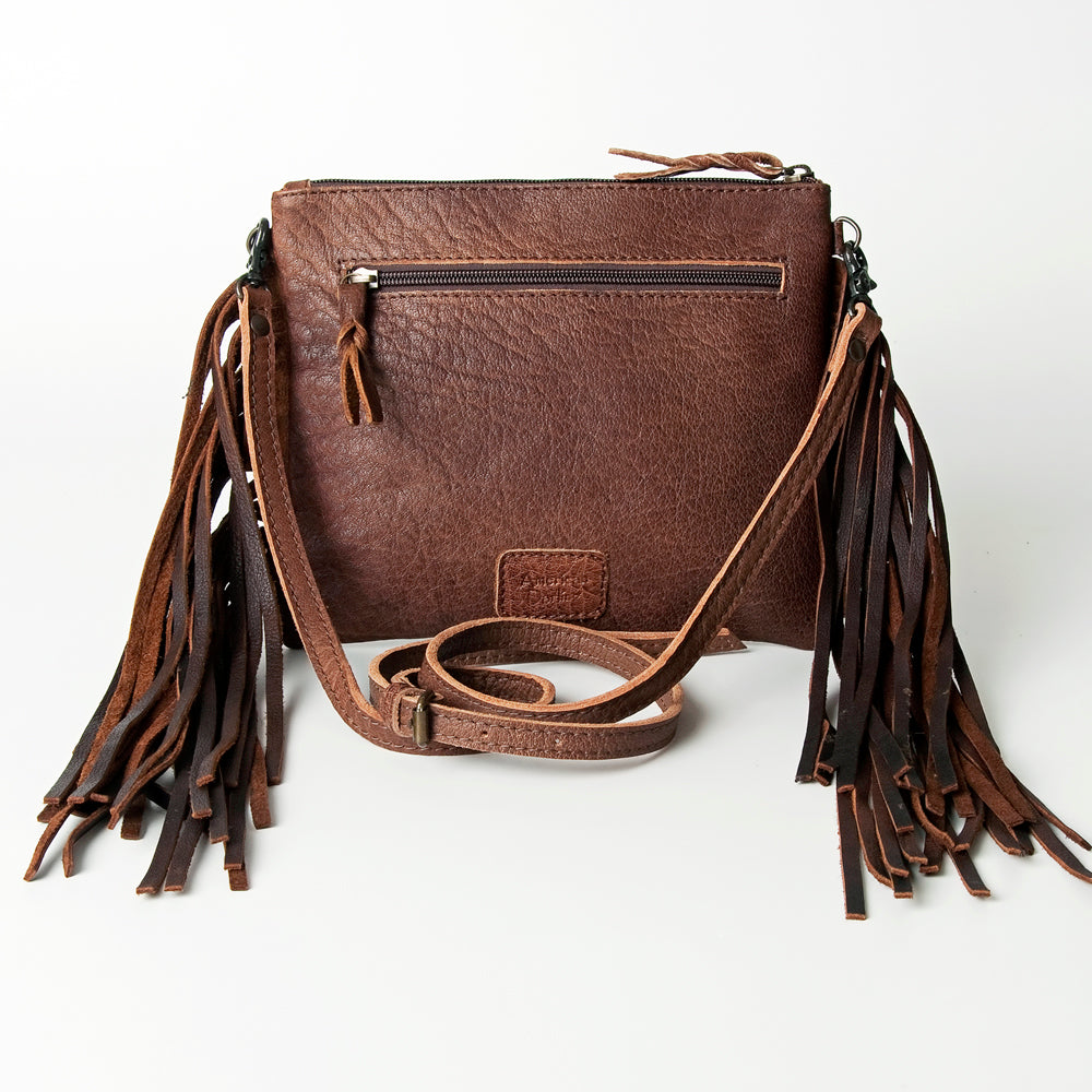ADBG767A American Darling Western Small Cross body Bag - Crocodile Embossed Leather Fringe Purse