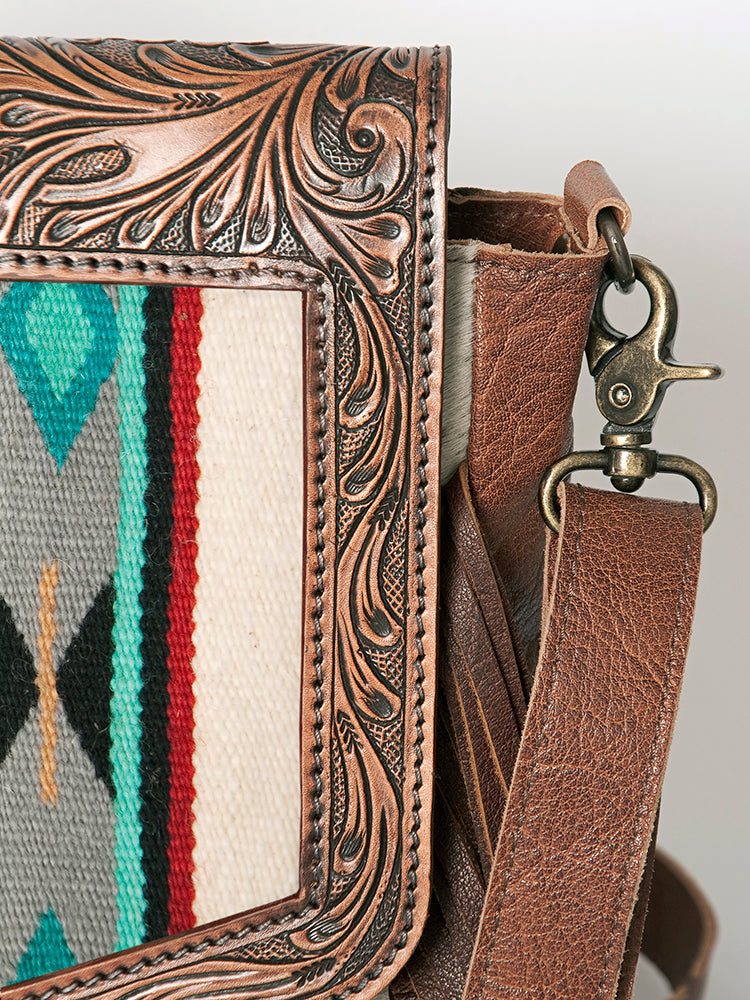 LC-ADBG852 Saddle Blanket & Hair-On Leather Western Messenger Bag American Darling