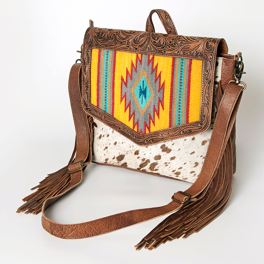 LC-ADBG852 Saddle Blanket & Hair-On Leather Western Messenger Bag American Darling