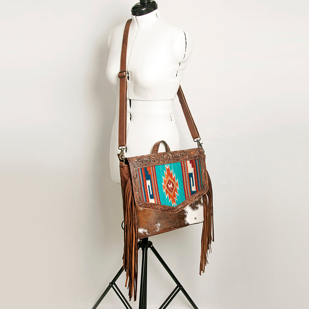 LC-ADBG852 Saddle Blanket & Hair-On Leather Western Messenger Bag American Darling