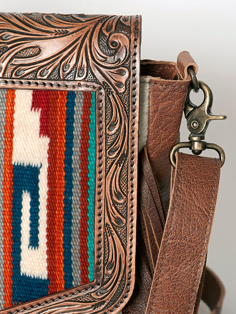 LC-ADBG852 Saddle Blanket & Hair-On Leather Western Messenger Bag American Darling