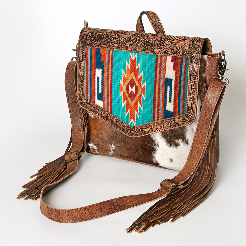 LC-ADBG852 Saddle Blanket & Hair-On Leather Western Messenger Bag American Darling