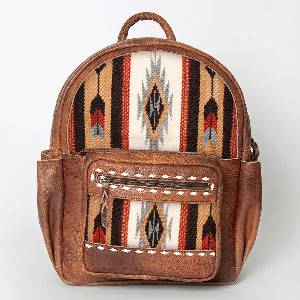 ADBG853 Handwoven Wool & Full-Grain Leather Western Backpack American Darling Womens Bag