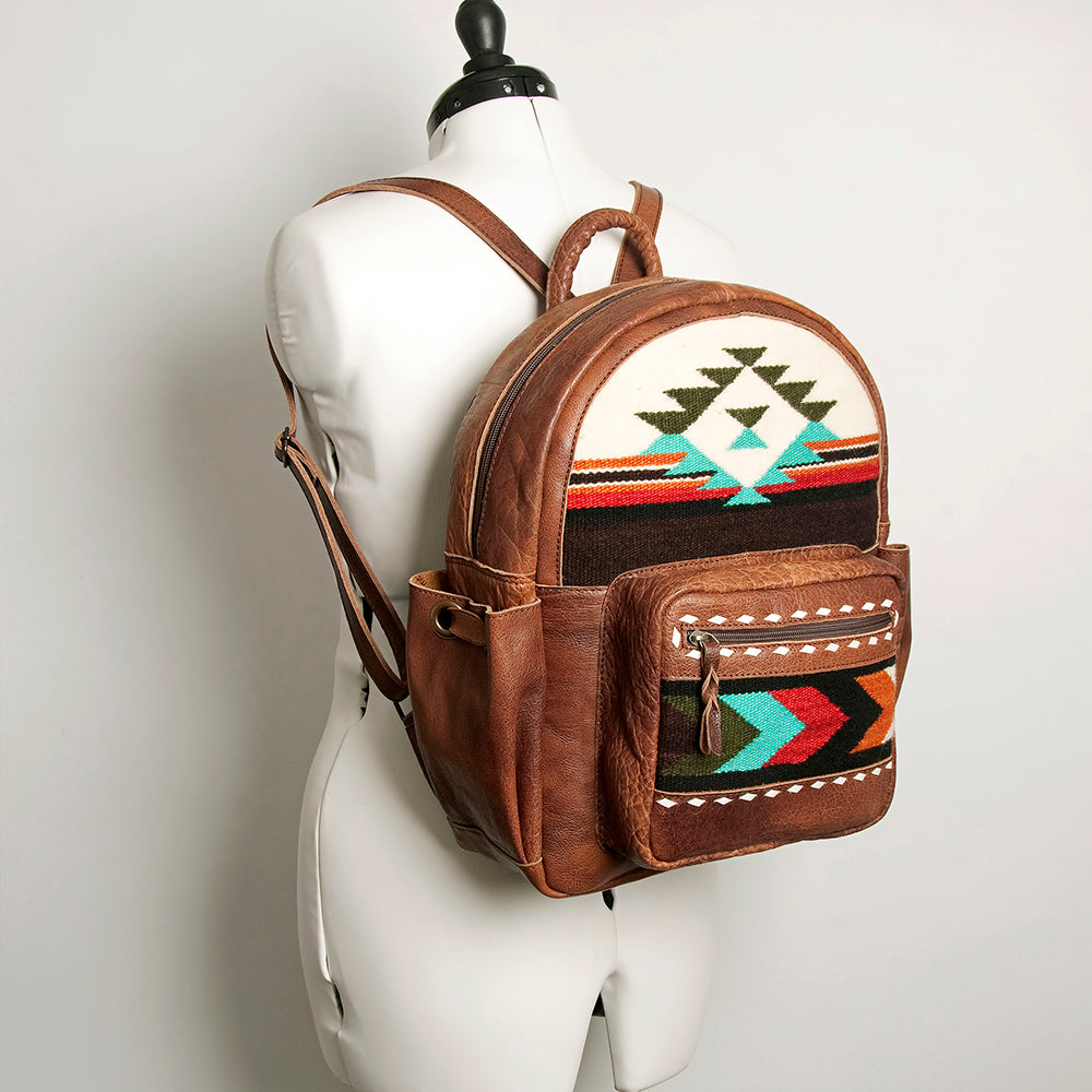 ADBG853 Handwoven Wool & Full-Grain Leather Western Backpack American Darling Womens Bag