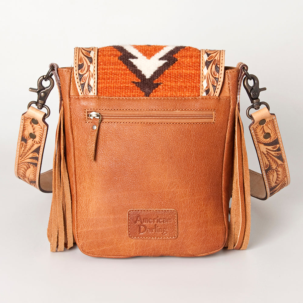 LC-ADBG856 Western Cowhide & Saddle Blanket Messenger Bag with Hand-Tooled Leather and Fringe American Darling