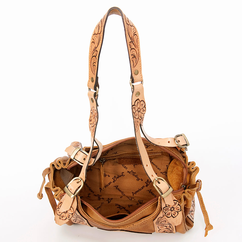 LC-ADBGA209D Hand-Tooled Leather Western Hobo Bag with Floral Diamond Design
