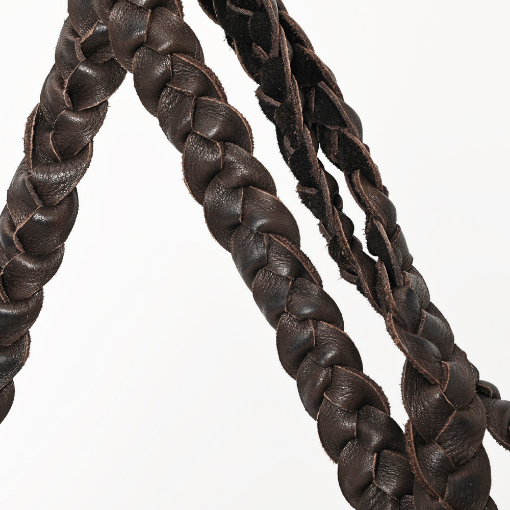 LC-ADBGM254 Raw-Edge Leather Western Crossbody Bag - Fringe Saddle Purse with Horn Toggle & Braided Strap