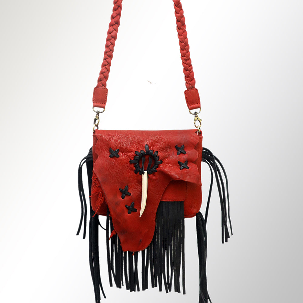 ADBGM256 Stunning Handcrafted Leather Fringe Crossbody with Braided Strap