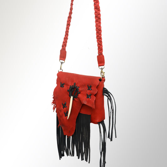 ADBGM256 Stunning Handcrafted Leather Fringe Crossbody with Braided Strap