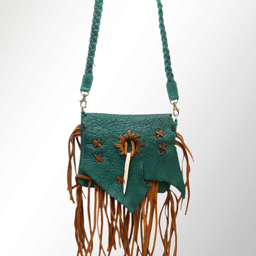 ADBGM256 Stunning Handcrafted Leather Fringe Crossbody with Braided Strap