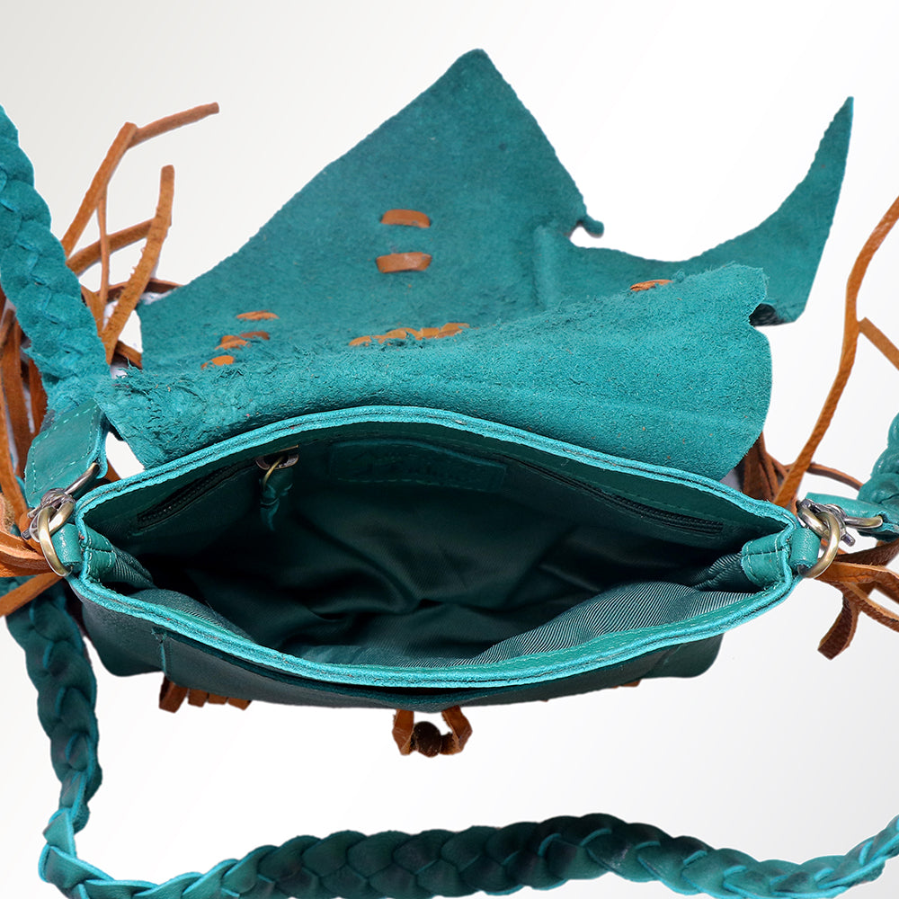 ADBGM256 Stunning Handcrafted Leather Fringe Crossbody with Braided Strap