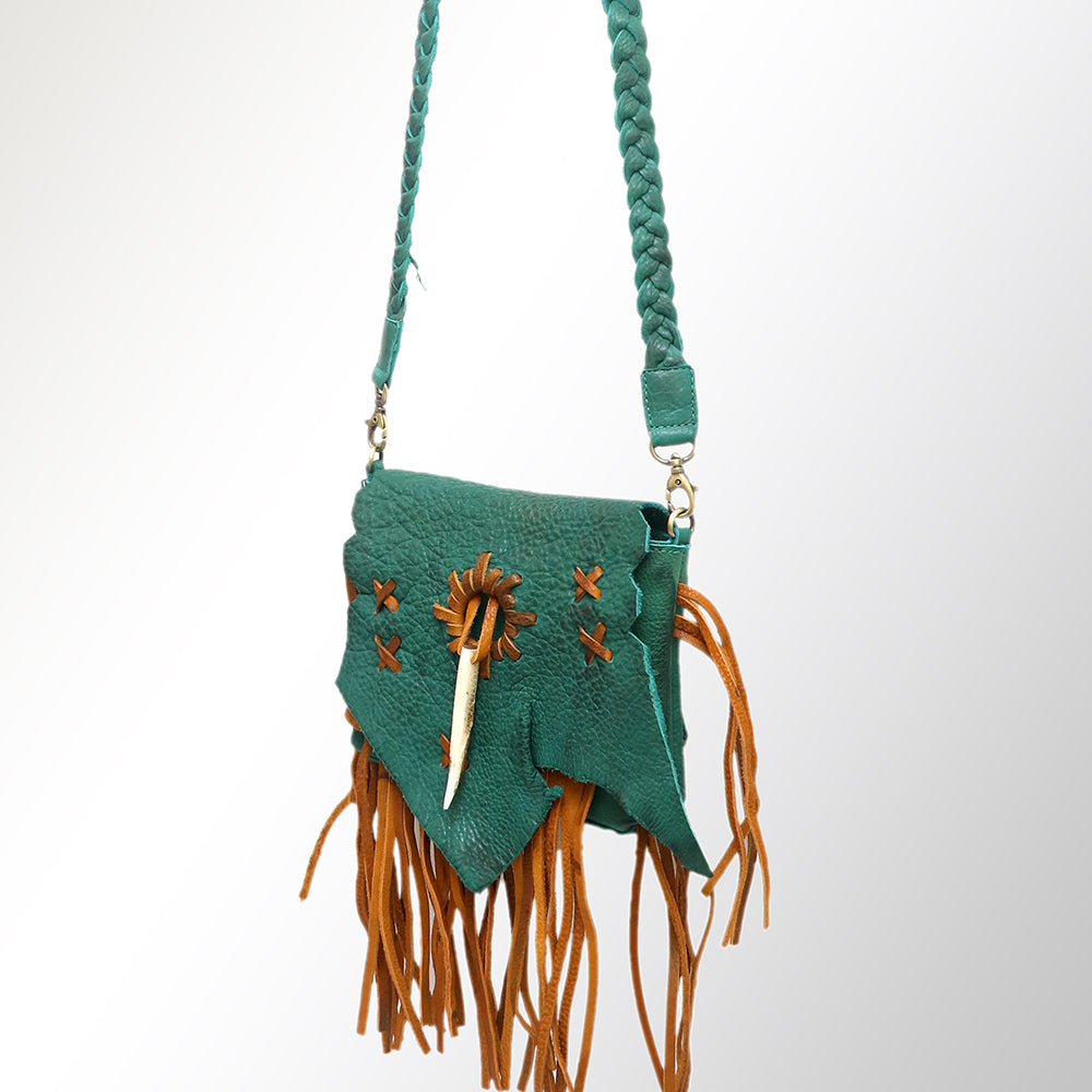ADBGM256 Stunning Handcrafted Leather Fringe Crossbody with Braided Strap