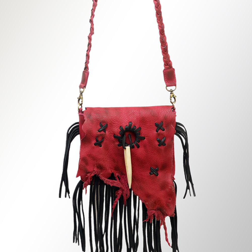 ADBGM256 Stunning Handcrafted Leather Fringe Crossbody with Braided Strap