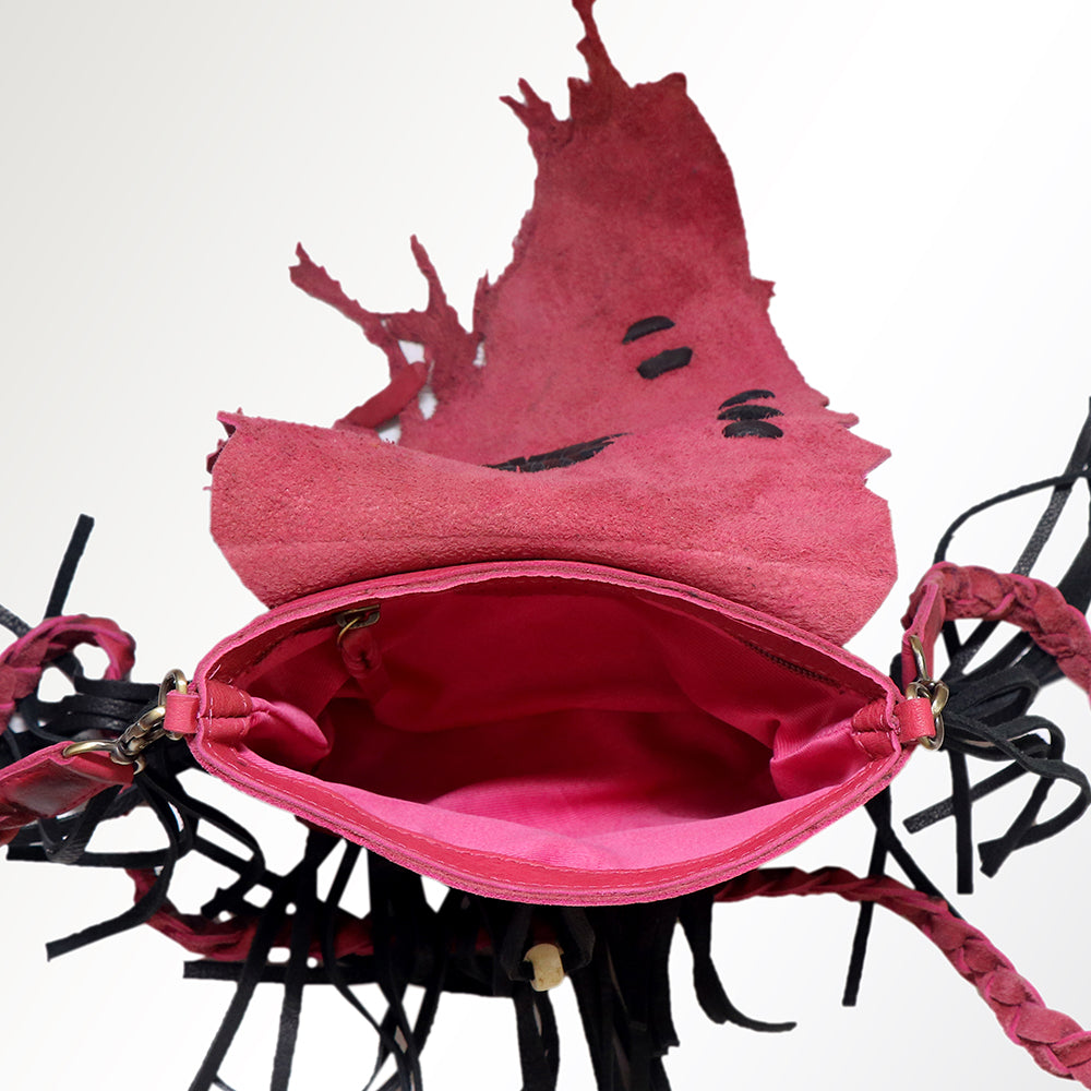 ADBGM256 Stunning Handcrafted Leather Fringe Crossbody with Braided Strap