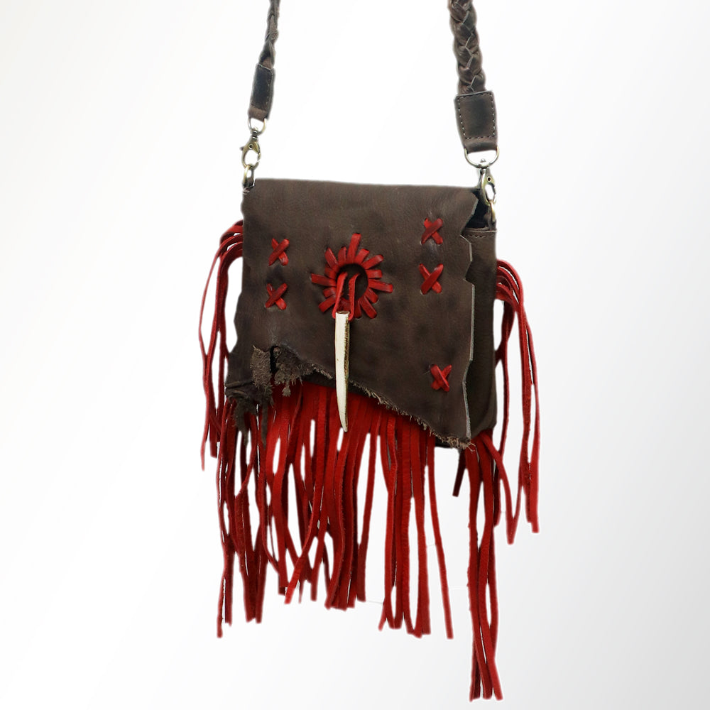ADBGM256 Stunning Handcrafted Leather Fringe Crossbody with Braided Strap