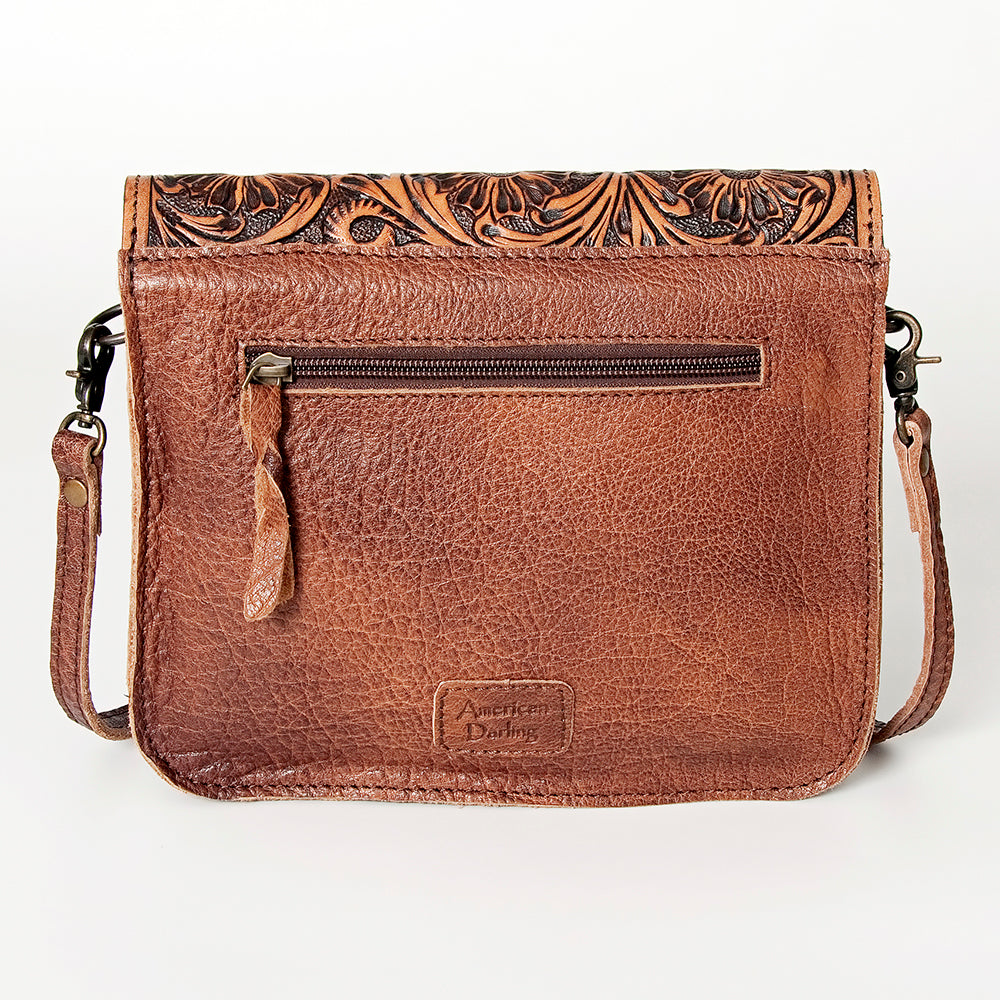 ADBG826 Tooled Leather & Hair-On Crossbody Bag Western Cowhide Shoulder Purse