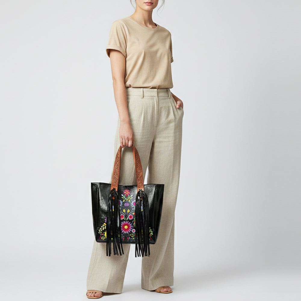 LC-ADBGZ627 Tote Hand Tooled Genuine Western Leather Women Bag