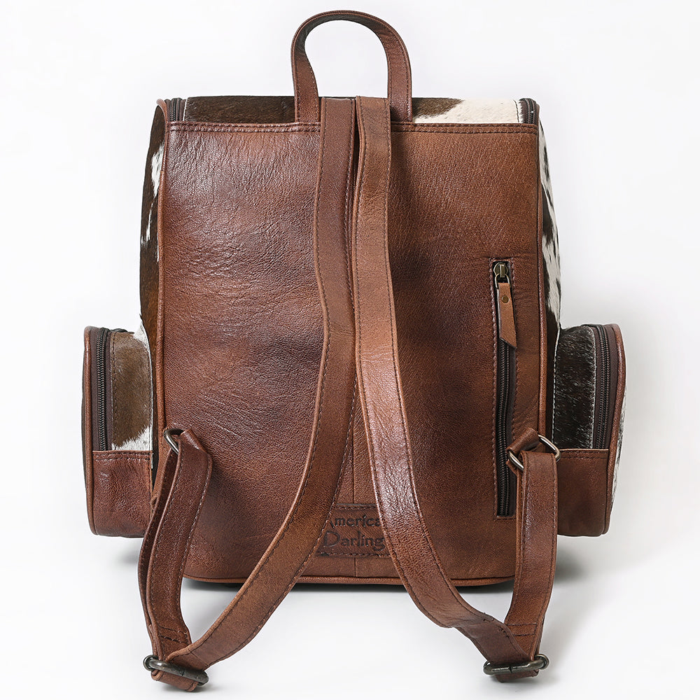 ADBG860 Western Cowhide Leather Backpack with Hand-Tooled Floral Accents & Turquoise Stone Becca by American Darling