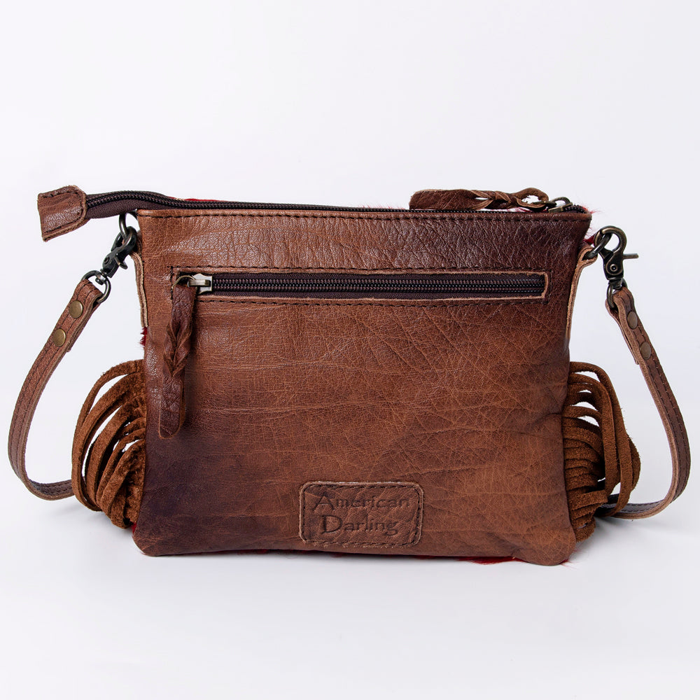 ADBG109 American Darling Hair-On Cowhide Western Crossbody Bag with Leather Fringe Detail