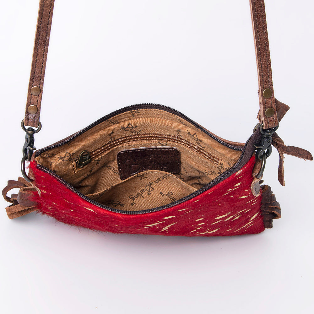 ADBG109 American Darling Hair-On Cowhide Western Crossbody Bag with Leather Fringe Detail