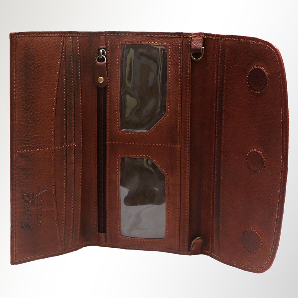 ADBGM112 Hand-Painted Leather Crossbody Clutch - Western Design