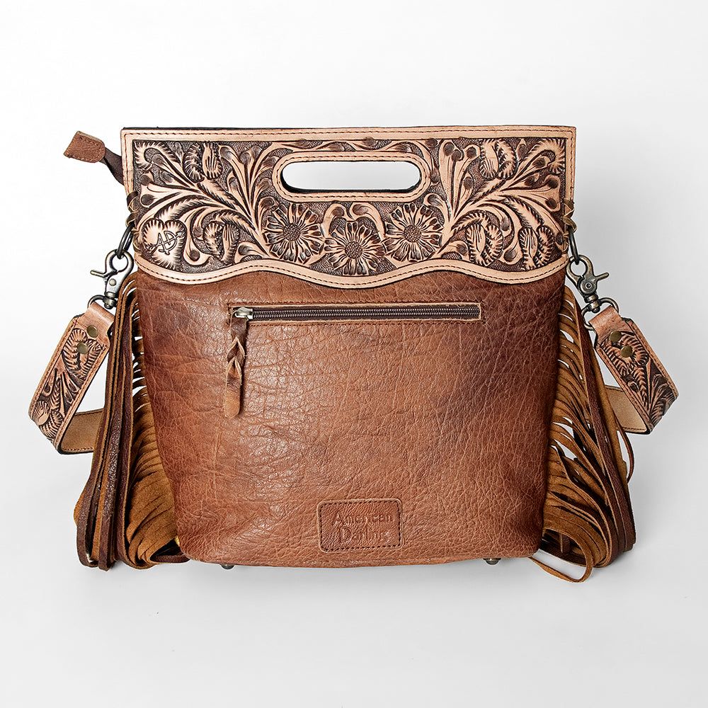 LC-ADBGS146 Southwestern Crossbody Bag - Hand-Tooled Leather & Wool Blend