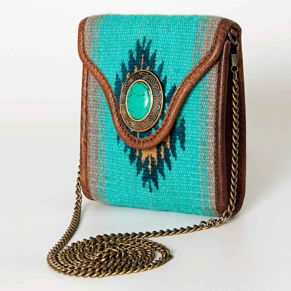ADBG825D American Darling Southwestern Saddle Blanket Mini Crossbody with Turquoise Concho