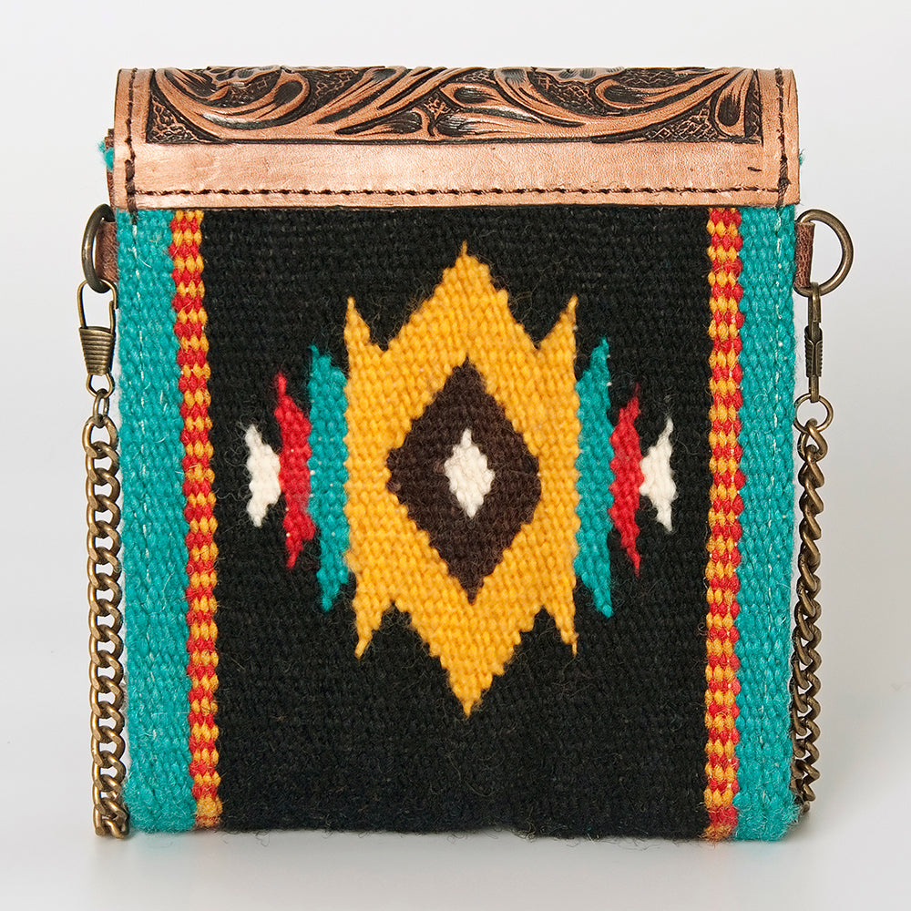 ADBG825 American Darling Western Small Cross body Bag Hand Tooled Floral with Hand Woven Saddle Blanket