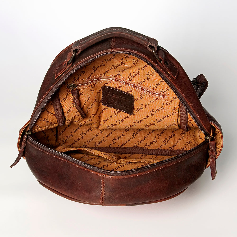 LC-ADBGZ631B Handwoven Wool & Leather Western Backpack - Red with Lightning Pattern