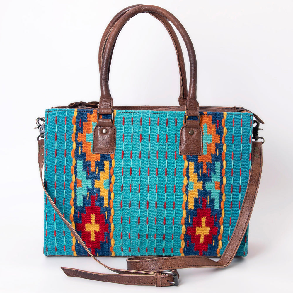 ADBG632 American Darling Hand Woven Saddle Blanket Western Leather Tote Bag