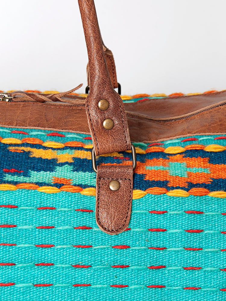 LC-ADBG605 Tooled Leather & Saddle Blanket Duffel Bag Western Travel Weekender by American Darling